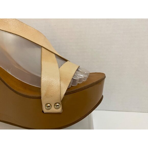 Arezzo Brazilian Studded Platform Wedges Women EU 39 US 8 Leather Strappy Sandal - Picture 4 of 14